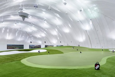 Inside the sportsplex golf dome