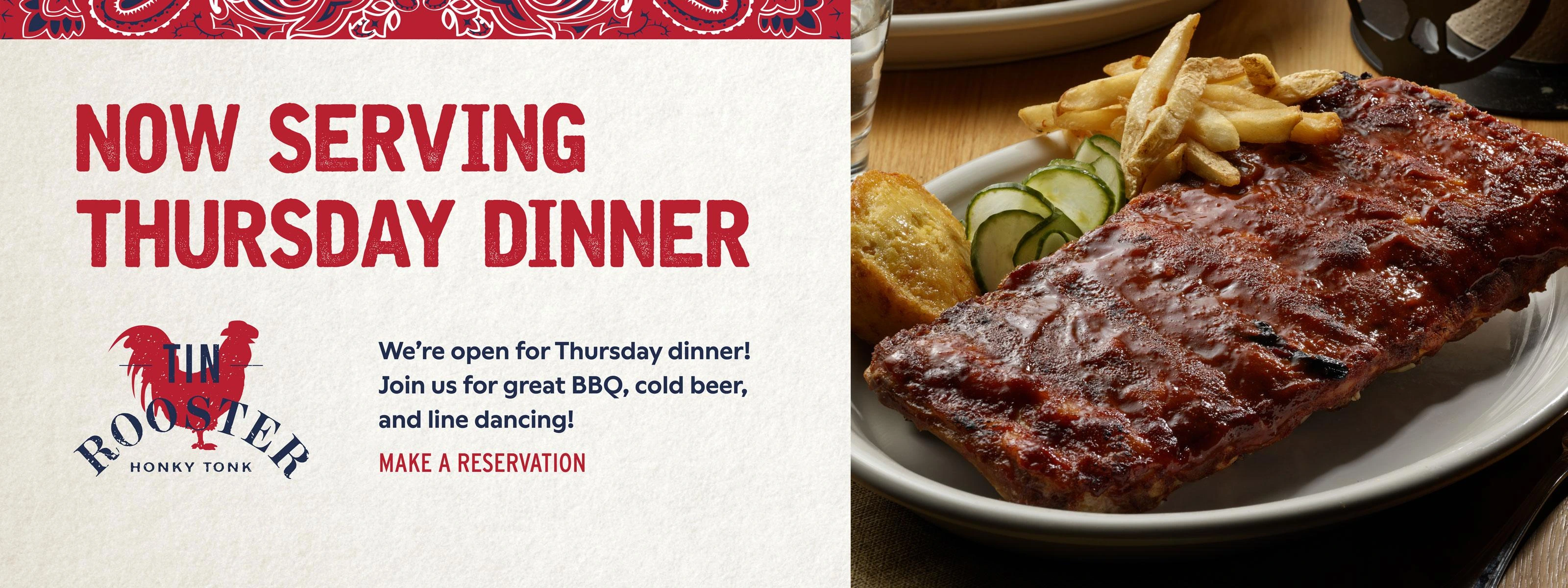 Tin Rooster Thursday Dinner and Line Dancing 