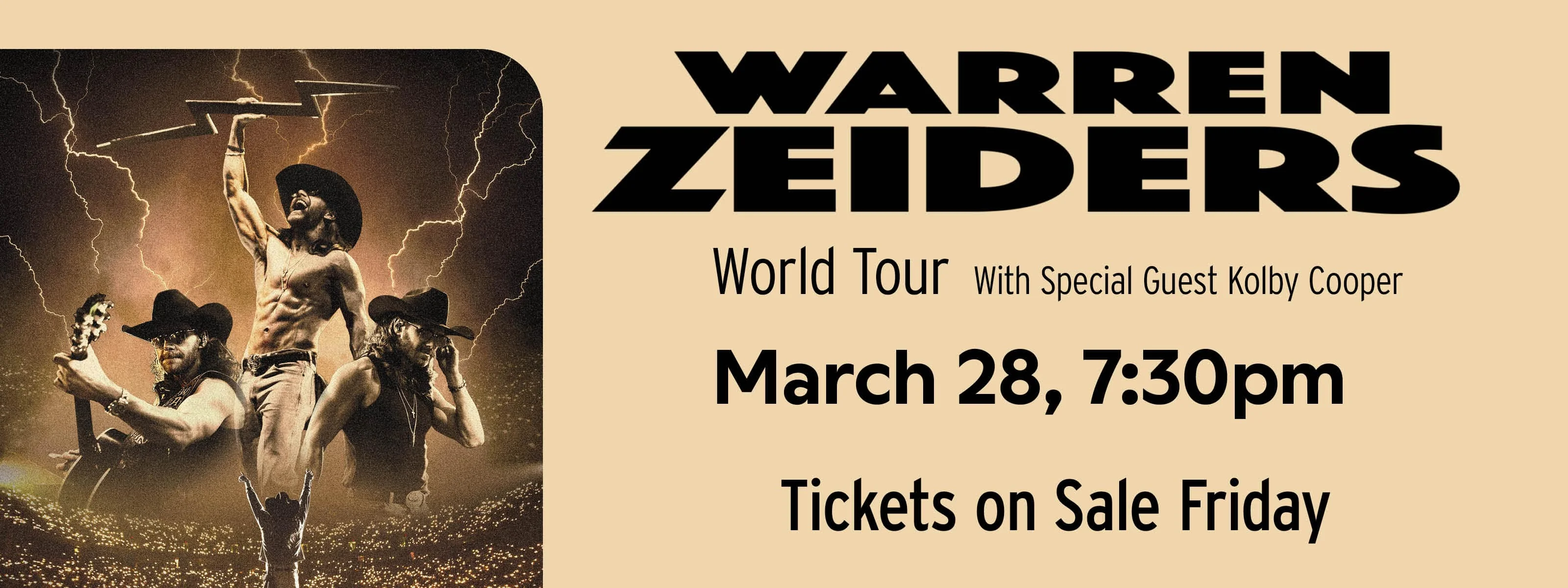 Warren Zeiders World Tour 2026 March 28 at 7:30pm