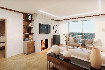Digital rendering of a One-Bedroom Suite