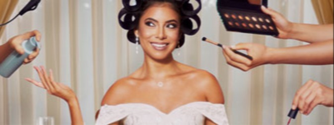 A bride in hair an makeup