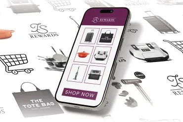 A mobile phone showing products eligible for TS Rewards points redemption