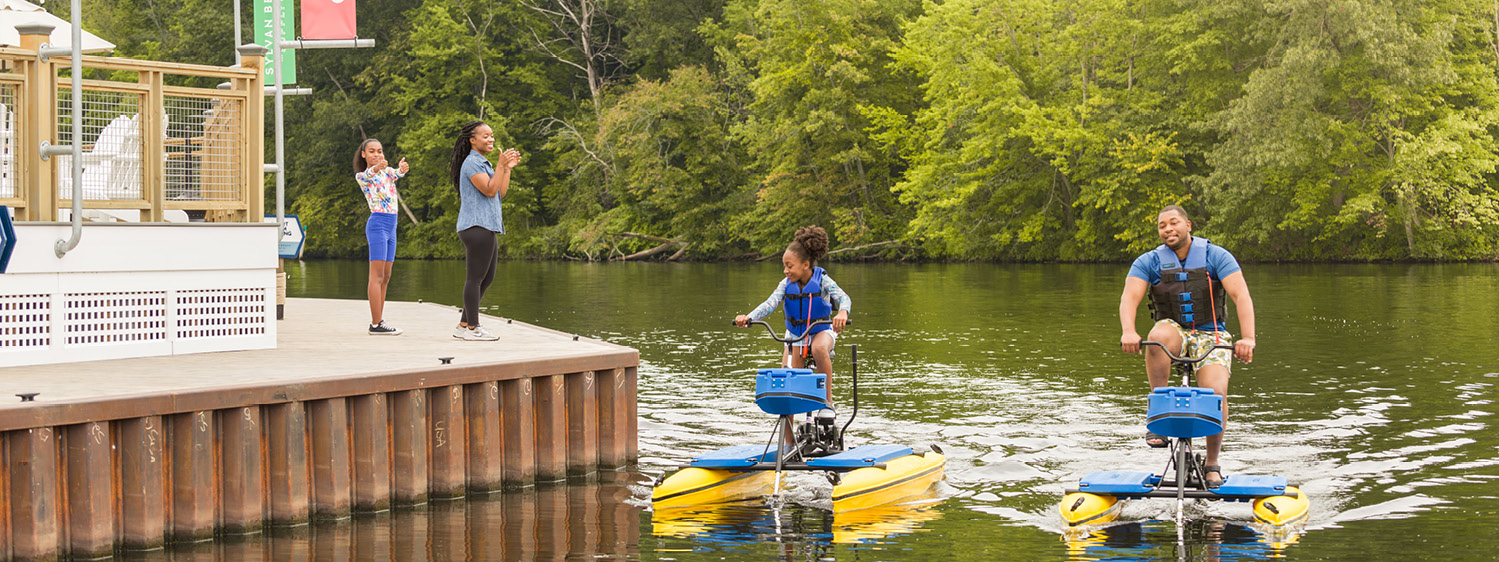 Family on Waterbikes