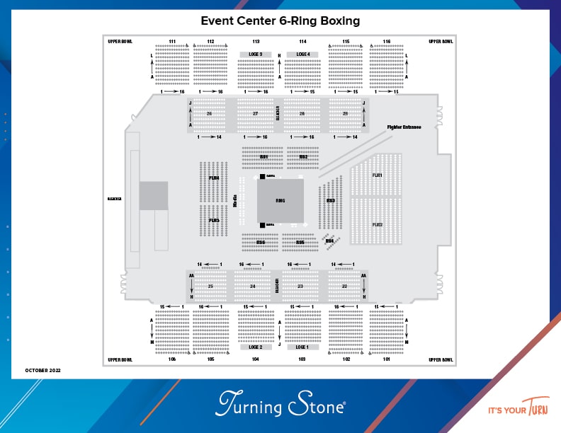 Turning Stone Event Center Fully Seated 6 Ring Boxing Seating Chart