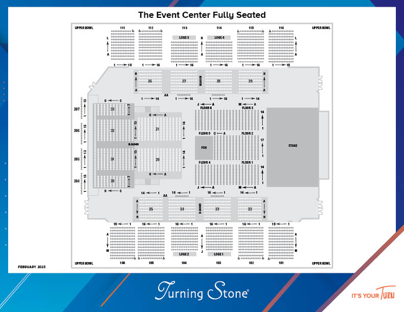 Turning Stone Event Center Seating Chart, Full - Fully Seated