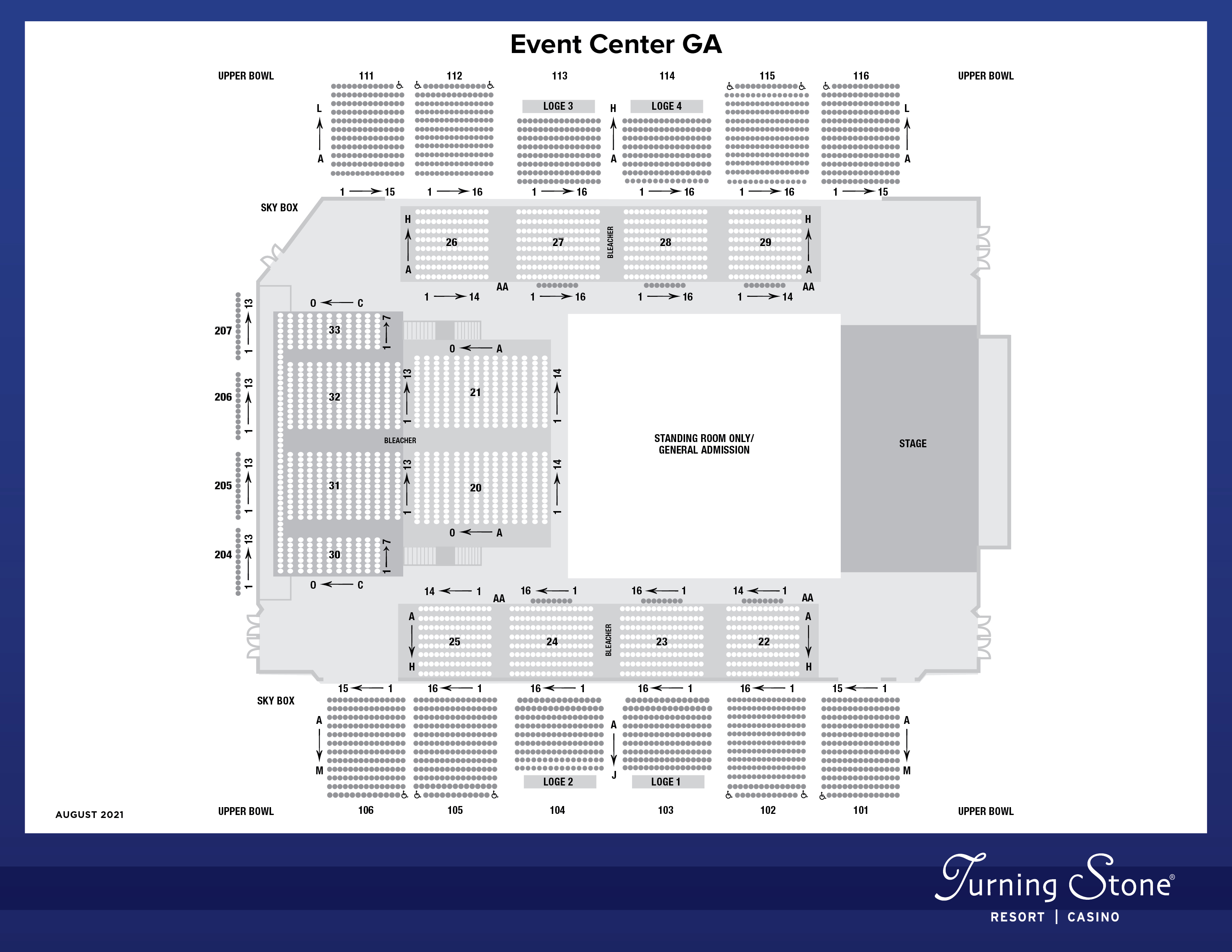Turning Stone Event Center General Admission Seating Chart