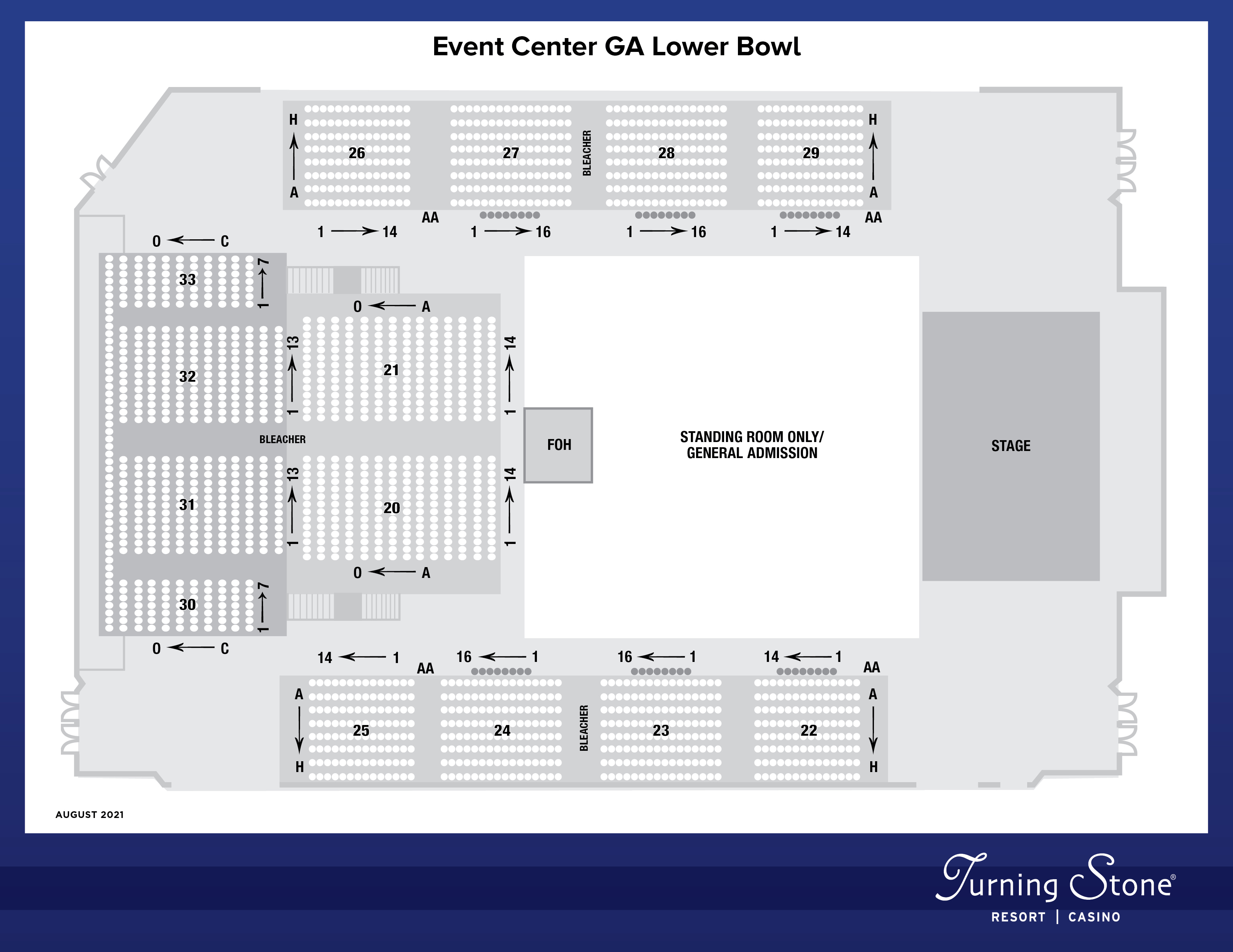 Turning Stone Event Center General Admission Lower Bowl Seating Chart
