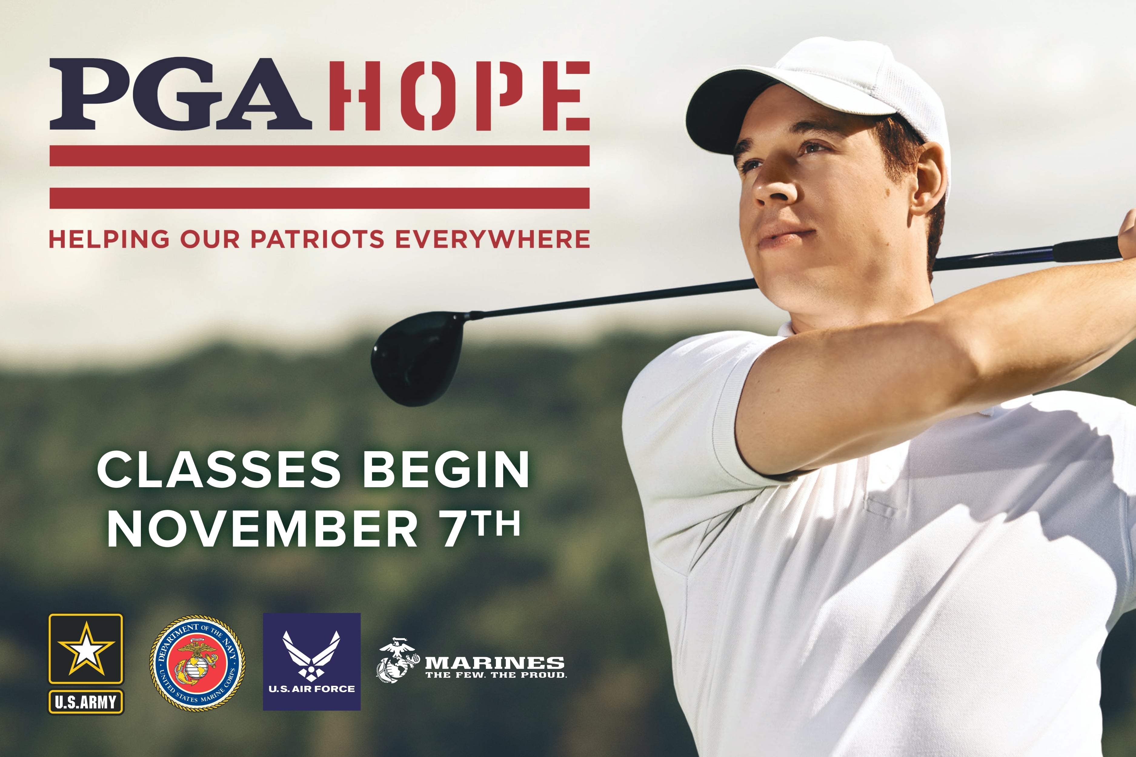 PGA Hope, Helping Patriots Everywhere, Classes begin November 7th