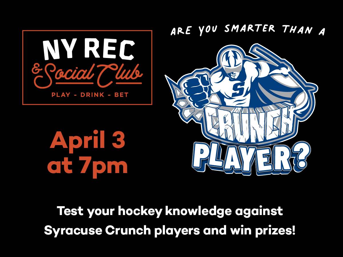 NY Rec & Social Club Are You Smarter Than A Crunch Player? April 3.