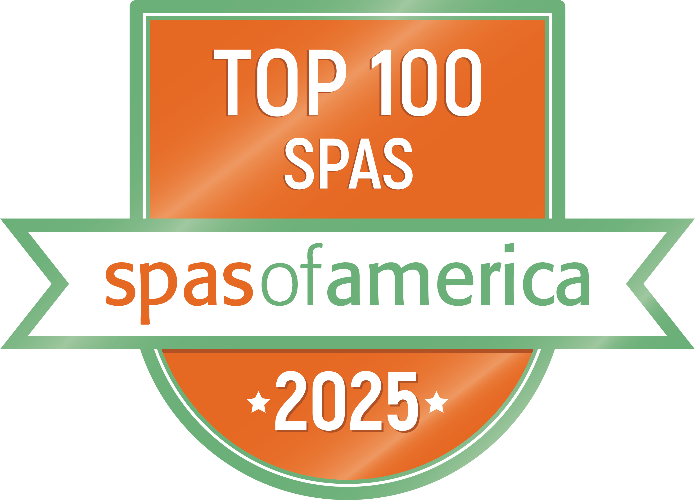 Spas of America Top 100 Spa 2025 award badge