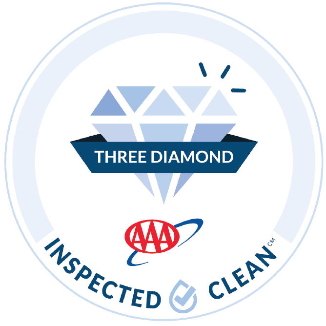 AAA Three Diamond Inspected Clean award-winner badge