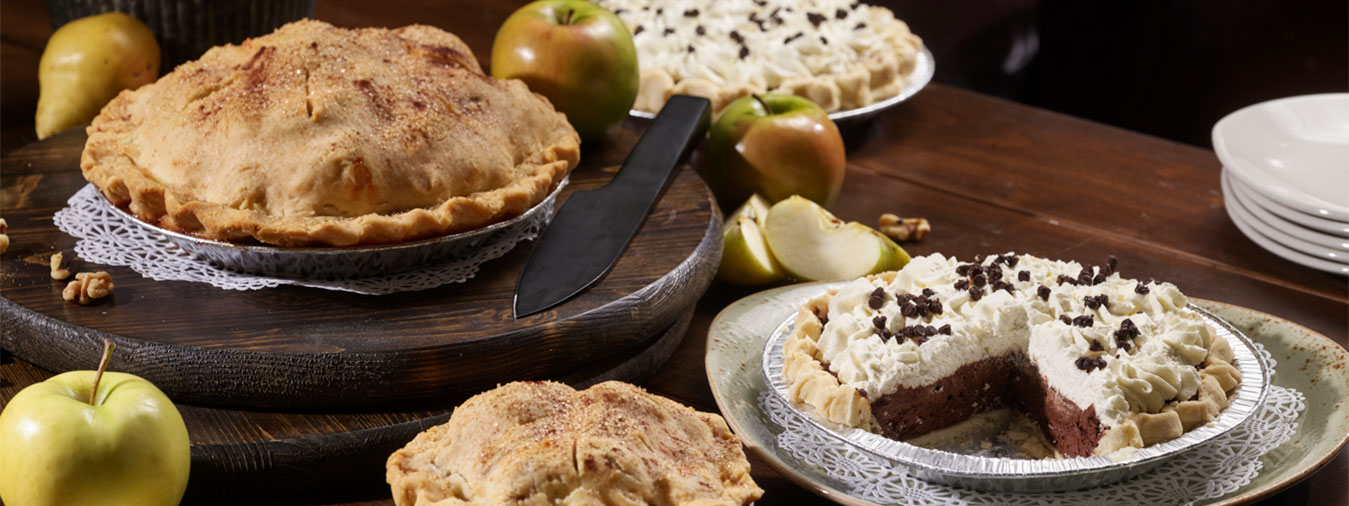 Apple pie and banoffee pie served at Opals Bakery