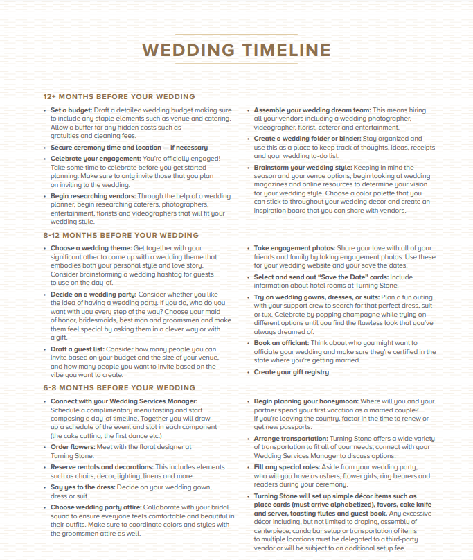 wedding timeline preview