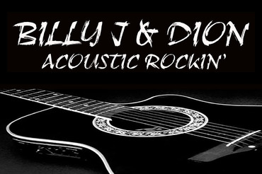 Billy J & Dion Acoustic Rockin' - Black and White Guitar Logo