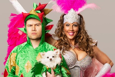 Piff the Magic Dragon Headshot with his assistant and dog
