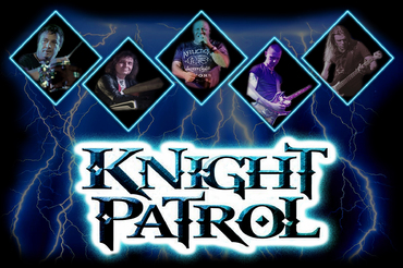 Knight Patrol Logo with band members headshots