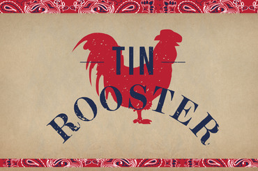 Tin Rooster Dancehall & BBQ Logo with Red Rooster