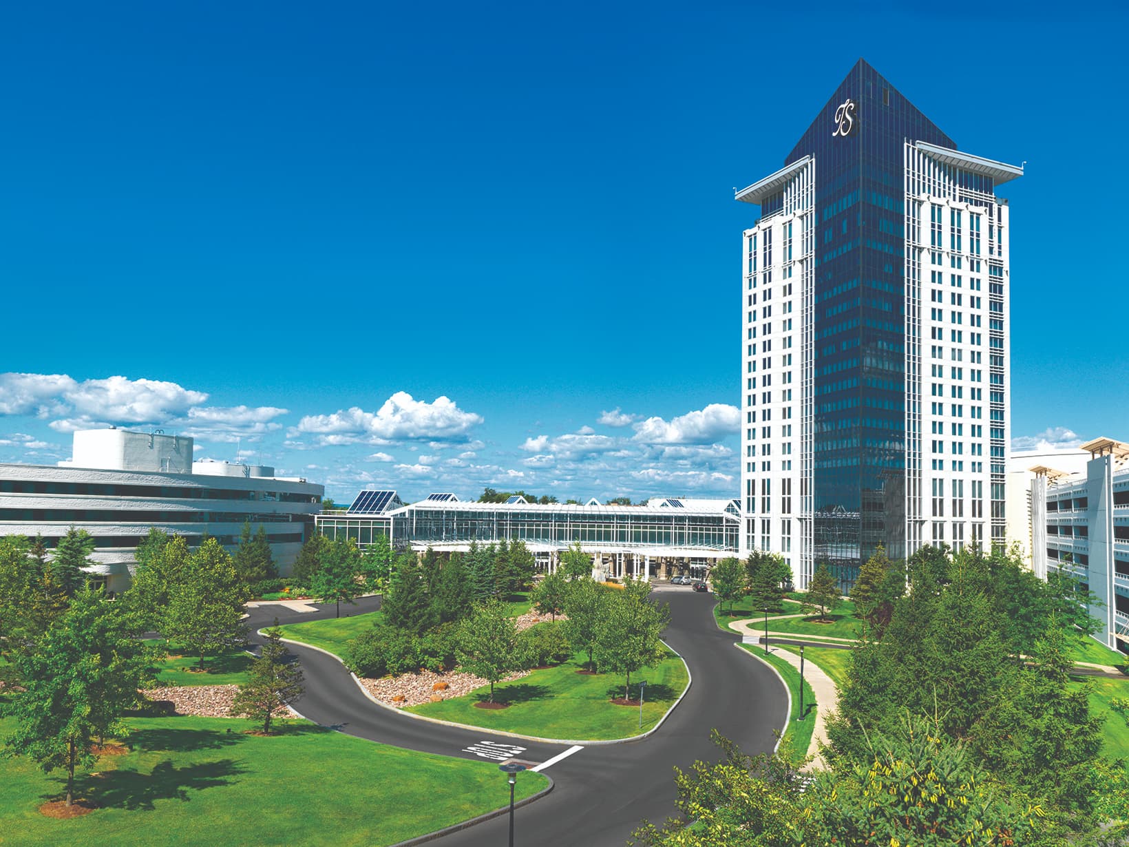 The Turning Stone Resort Casino campus on a sunny summer day