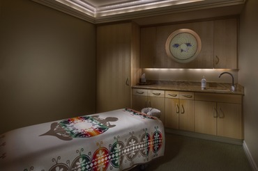 Inside Skana massage room, softly light
