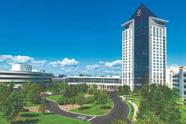 The Turning Stone Resort Casino campus on a sunny summer day