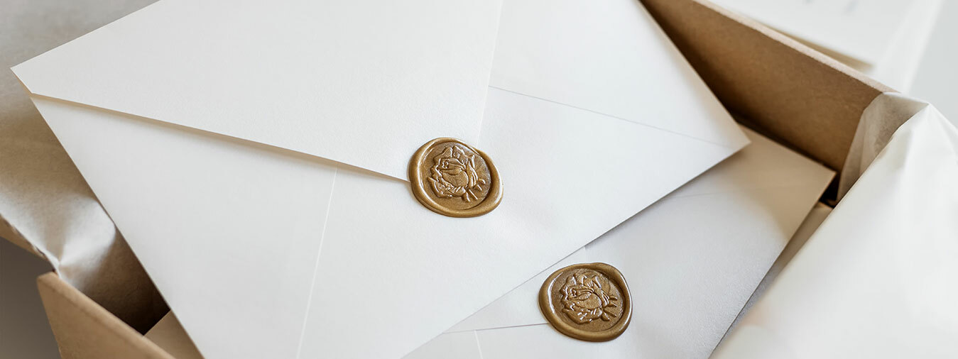 Wedding Invitations with gold seal